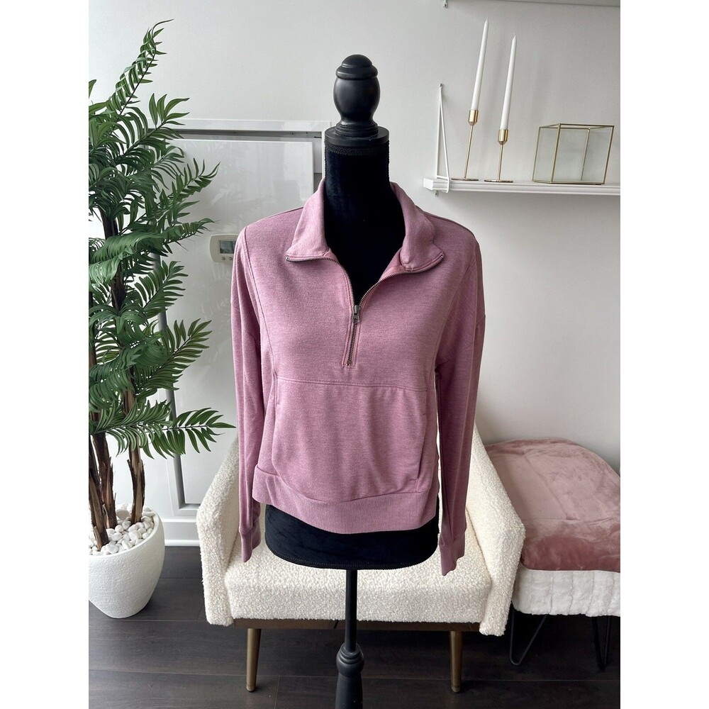 Balance Collection Pink Long Sleeve Quarter Zip Sweatshirt Size Large